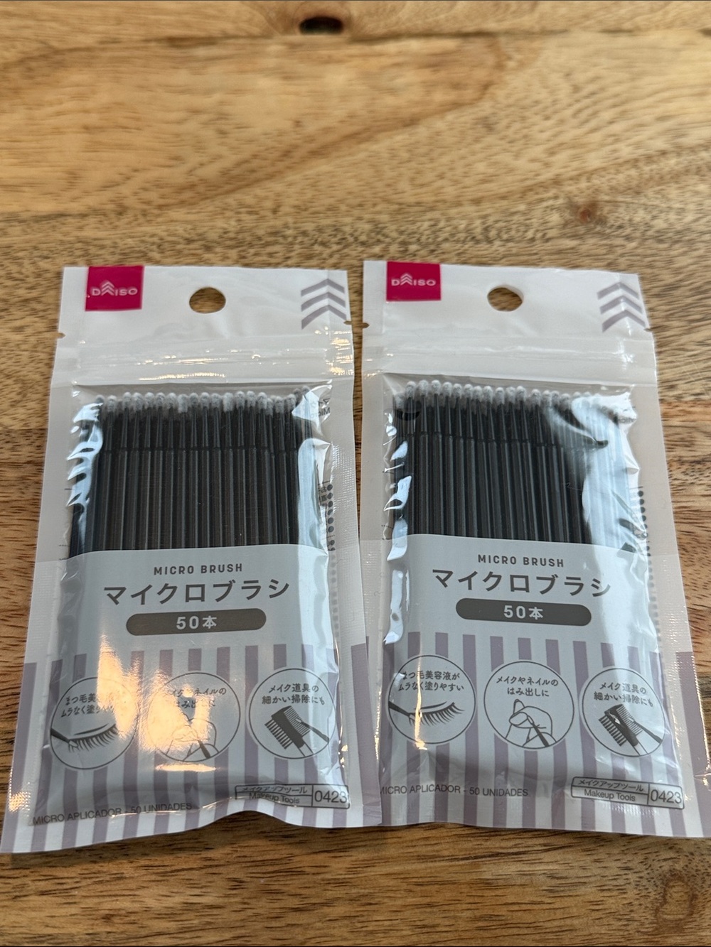 Daiso Black Micro Brush Applicators - Pack of 2 (50 Count Each)